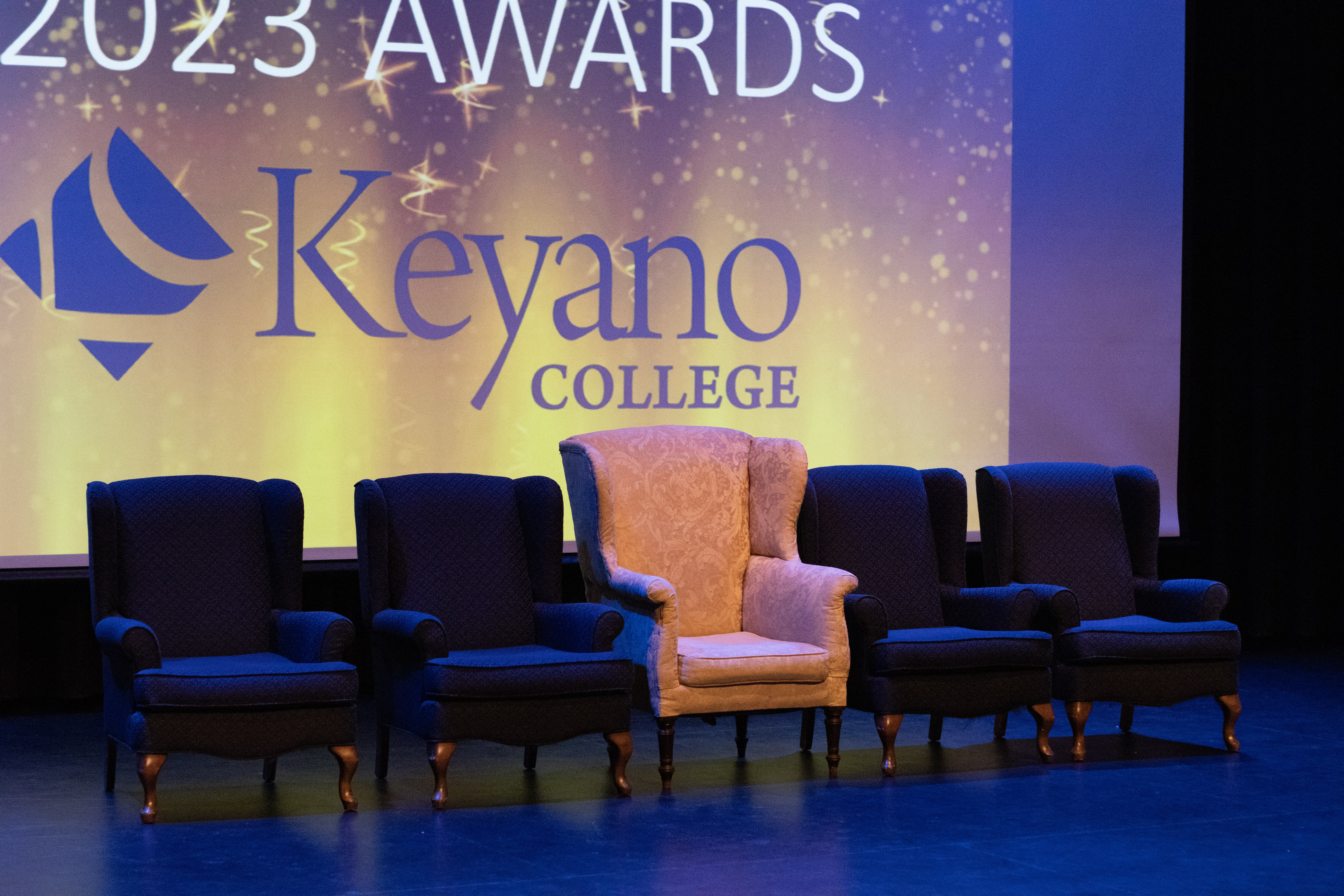 keyano recognition awards chairs on stage