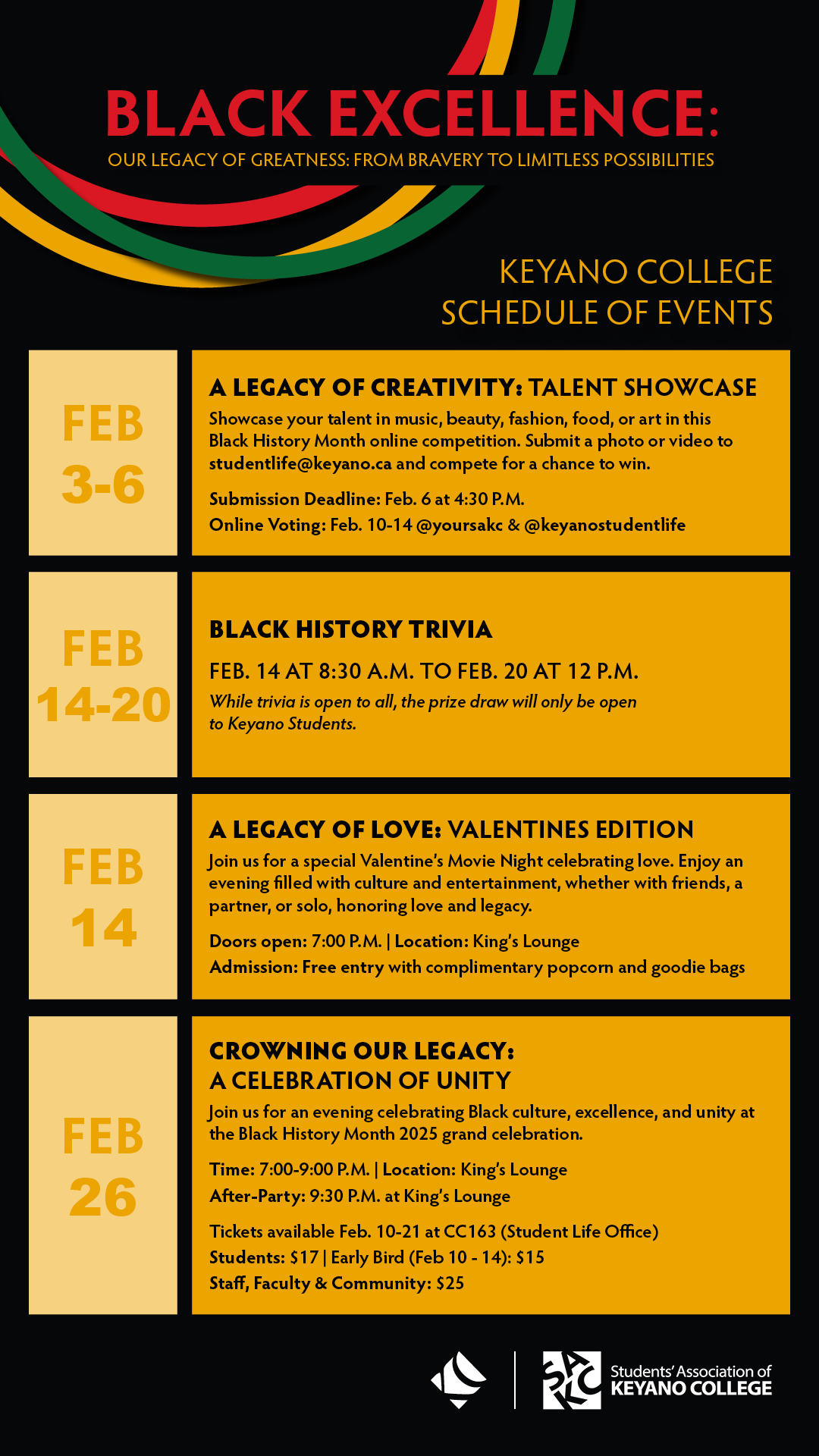 Black History Month Schedule of Events